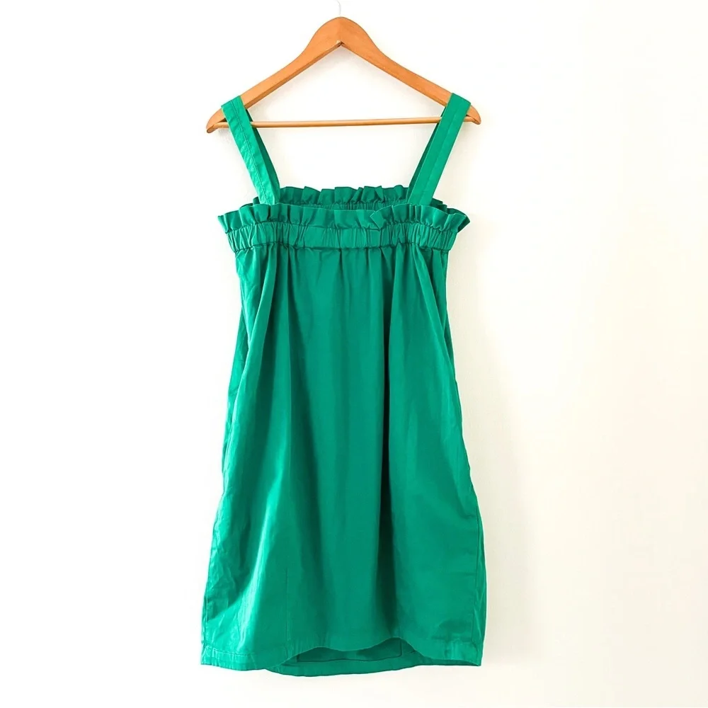 Everlane Paperbag Tank Dress Organic Cotton Removable/Adjustable Straps Green LG - Picture 6 of 16